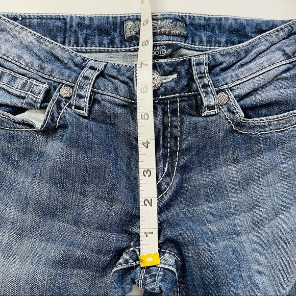 Silver Aiko Bootcut Jeans Size 27 Thick Stitch Cowboy‎ Rodeo Distressed - Picture 9 of 11